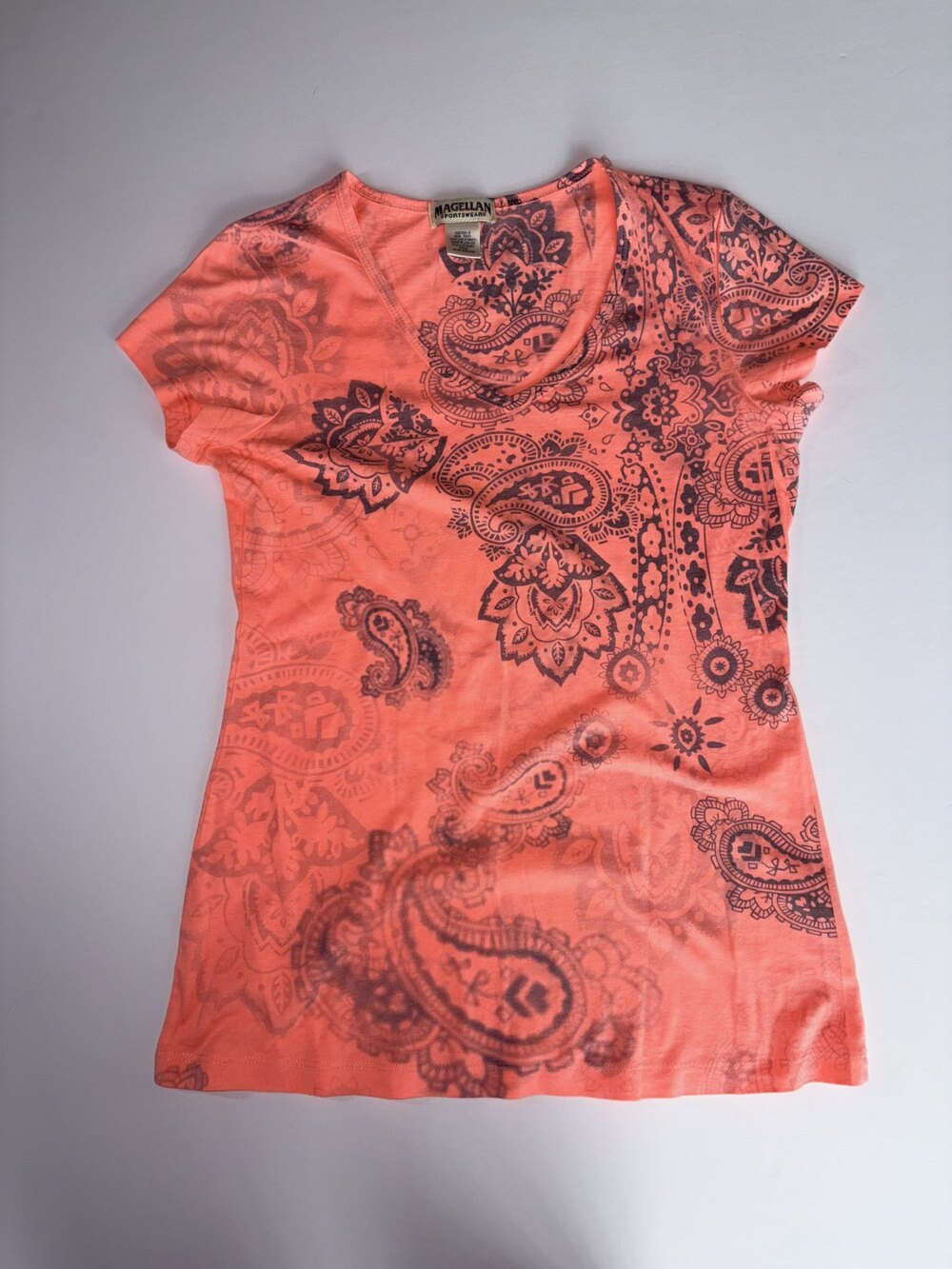 Magellan Sportswear Coral Paisley T Shirt Womens Small Y2K Boho